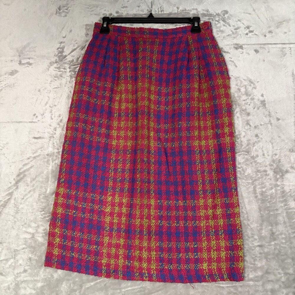 Vintage Vinci Clothiers Plaid Pencil Skirt | Made in USA | Size 10 Chic Preppy